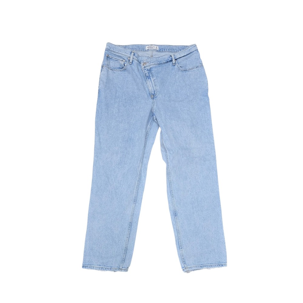 Abercrombie & Fitch 90s Straight Ultra High Rise Criss Cross Jeans Light Wash 33